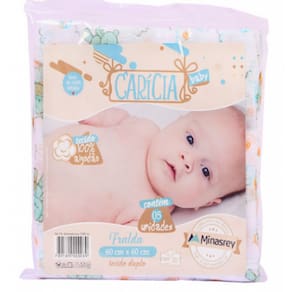 Fralda De Pano Carícia Baby C/05 Unidades Estampado Menino 100% Algodão 60 X 60