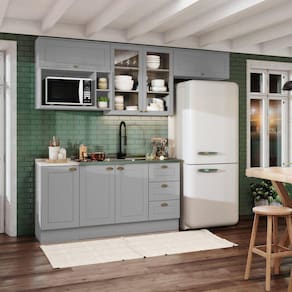 Cozinha Compacta 06 Peças Emily Branco HP Espresso Móveis Cinza/Calcare