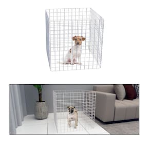 Cercado Móvel para Cachorro Pequeno Porte Cercadinho Articulado Pet 4 Telas 60cm Altura Branco
