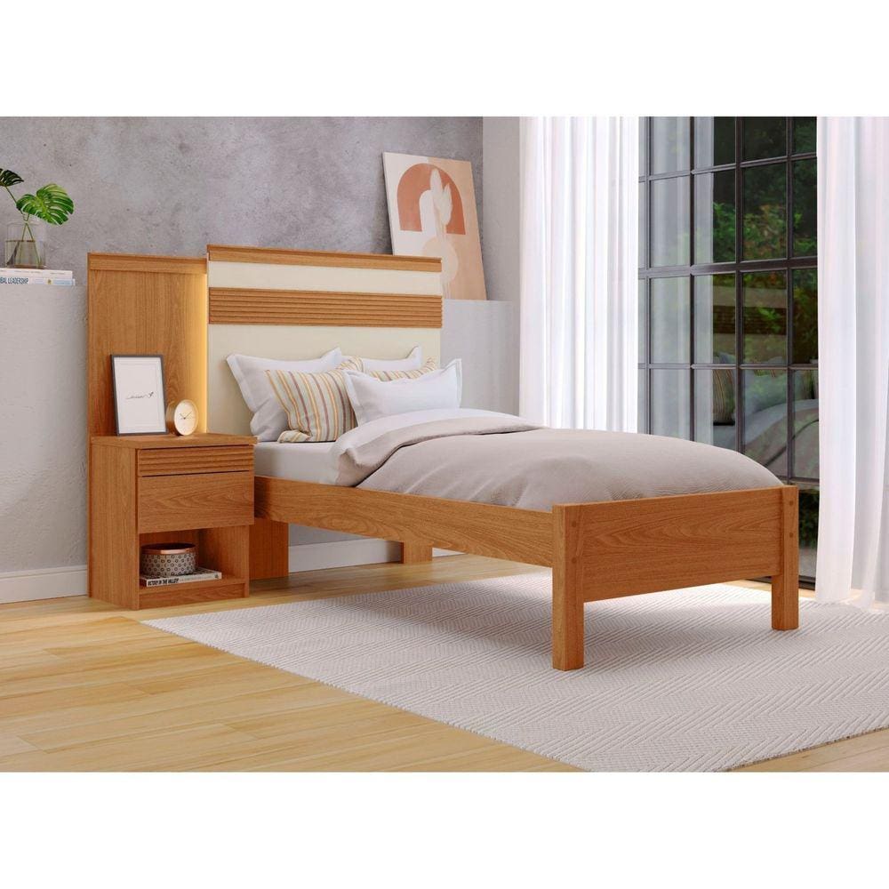 Cama Solteiro 90cm Granada Freijó/Off White