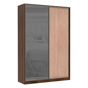 Guarda Roupa 2 Portas de Correr Alumínio Inox com Vidro Reflecta Prata 159 cm Prime Luciane Móveis