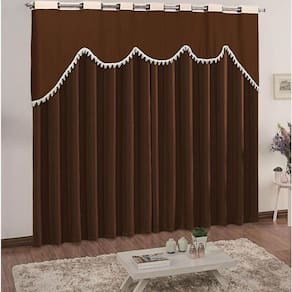 Cortina Maya 3,00M X 2,50M Tabaco Tecido Malha Gel Com Bandô Para Sala Quarto