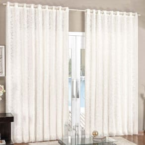 Cortina Renda 4,00M X 2,80M Palha Tecido Renda Com Voal Floral Sala Ou Quarto