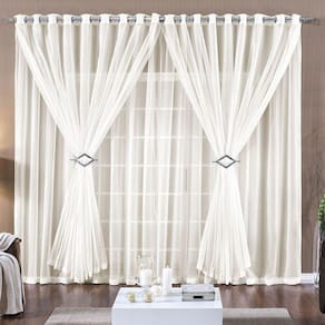 Cortina Paula 2,00M X 1,70M Palha Tecido Voal Leve Clean Para Sala Ou Quarto
