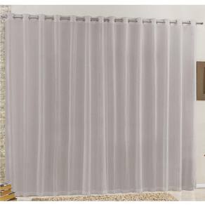 Cortina Rubi 4,00M X 2,60M Cinza Tecido Voal Linho Detalhada Sala Quarto Leve