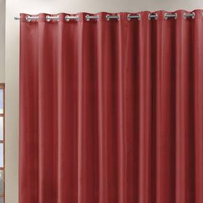 Cortina Roma 2,00M X 1,70M Vermelha Tecido Rafia Detalhado Para Sala Ou Quarto