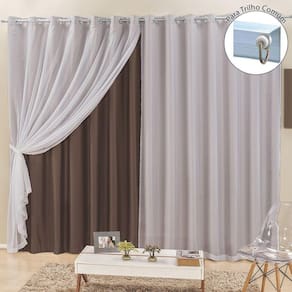 Cortina Para Trilho Comum Elegance 2,00M X 1,70M Tabaco Tecido Semi Blackout