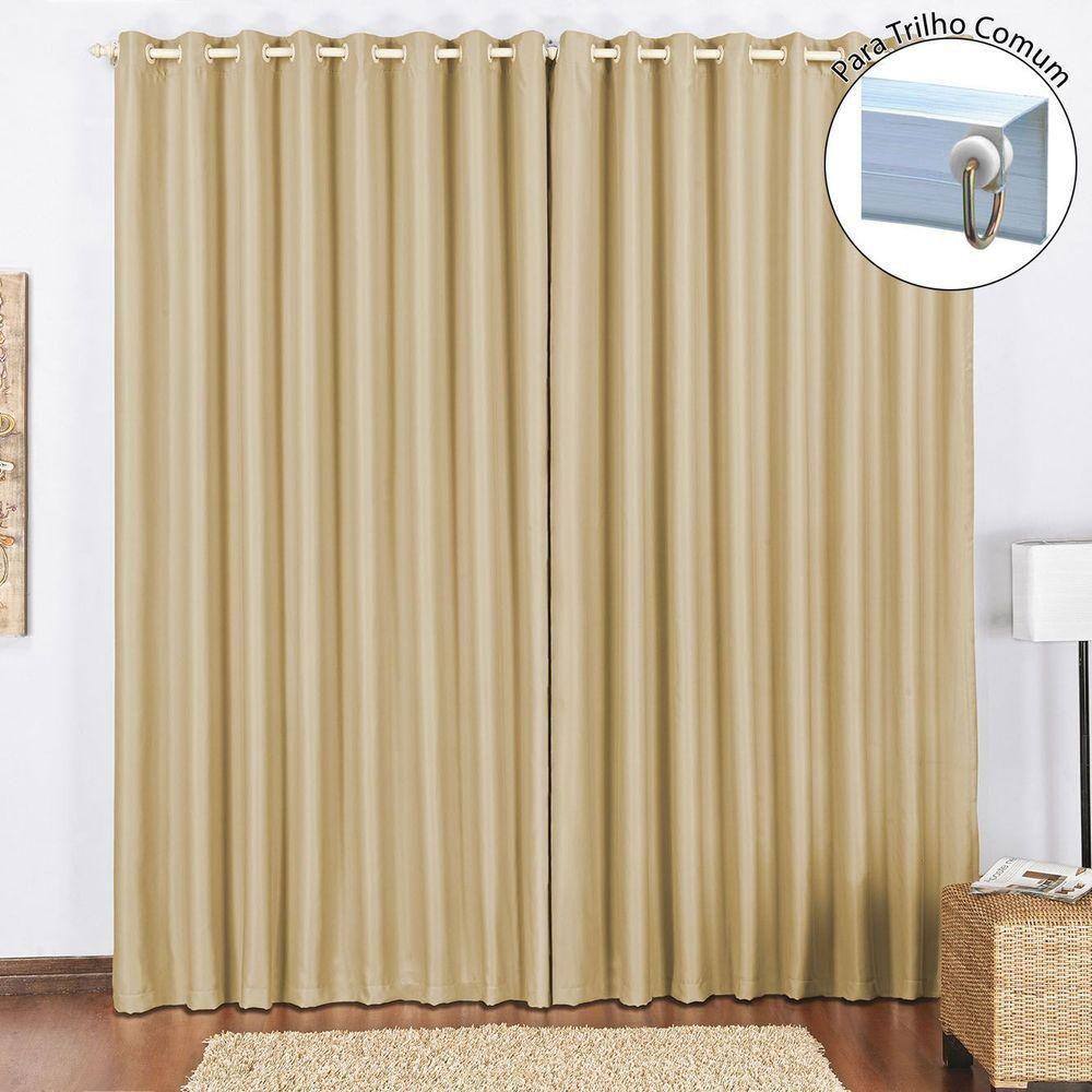 Cortina Tecido Blackout 3,00M X 2,60M Avelã Para Trilho Comum Blecaute Sala Quarto Nova