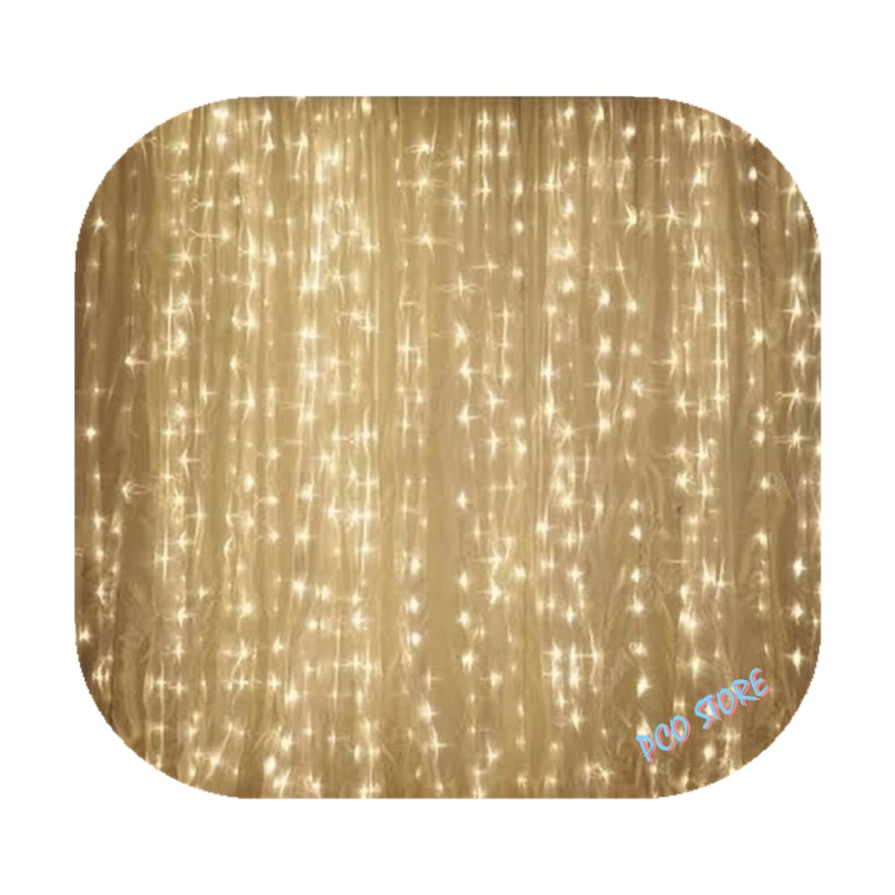 Cortina 300 Led 3,0m x 2,0m Fixo Branco Quente Decor Festa Casa Natal 110V