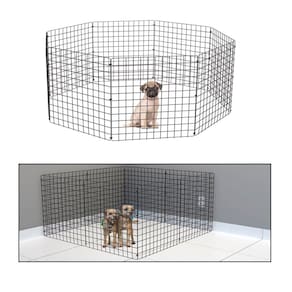 Cercado Móvel Cachorro Pequeno Porte Gato Cercadinho Articulado Pet 8 Telas 60cm Altura Preto