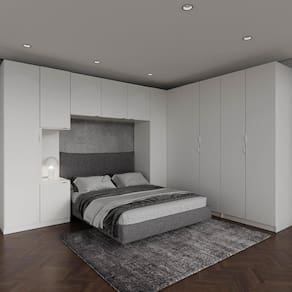 Guarda Roupa Modulado de Canto 12 Portas 6 Peças 1 Mesa de Cabeceira Hera CabeCasa MadeiraMadeira Branco Geada