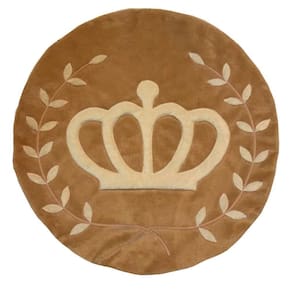 Tapete Pelúcia Coroa Ramos 90Cm X 90Cm Quarto Infantil Base Emborrachado - Caramelo