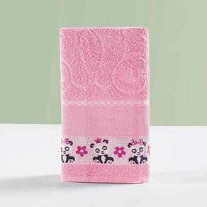 Toalha Infantil Happy World 1,15M X 75Cm Tecido 100% Algodão Macio - Panda Rosa