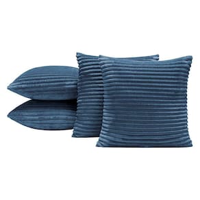 Kit 4 Almofadas Cheias Isabel 45X45 Tecido Jacquard Flannel Macio - Azul