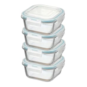 Pote Hermético de Vidro Quadrado c/ Trava Kit 12 Pçs 800ml