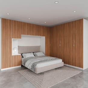 Guarda Roupa Modulado de Canto 12 Portas 6 Peças 1 Mesa de Cabeceira Hera CabeCasa MadeiraMadeira Louro/Branco Geada