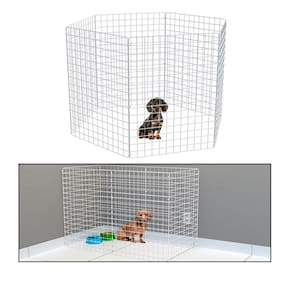 Cercado Móvel para Cachorro Coelho 6 Telas 80cm Altura Cercadinho Pet para Adestrar Filhotes Branco