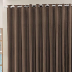 Cortina Roma 4,00M X 2,50M Tabaco Tecido Rafia Detalhado Para Sala Ou Quarto
