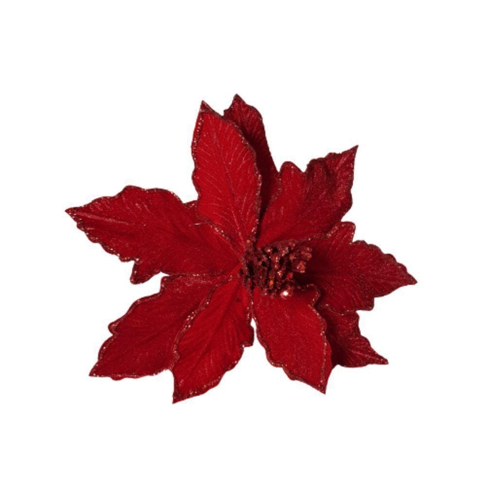 Flor Natalina Poinsétia Vermelha Veludo 55cm 55cm