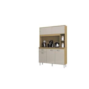 Kit Cozinha Duda 120 cm 5 Portas 1 Gaveta Damasco / Off White - Poquema