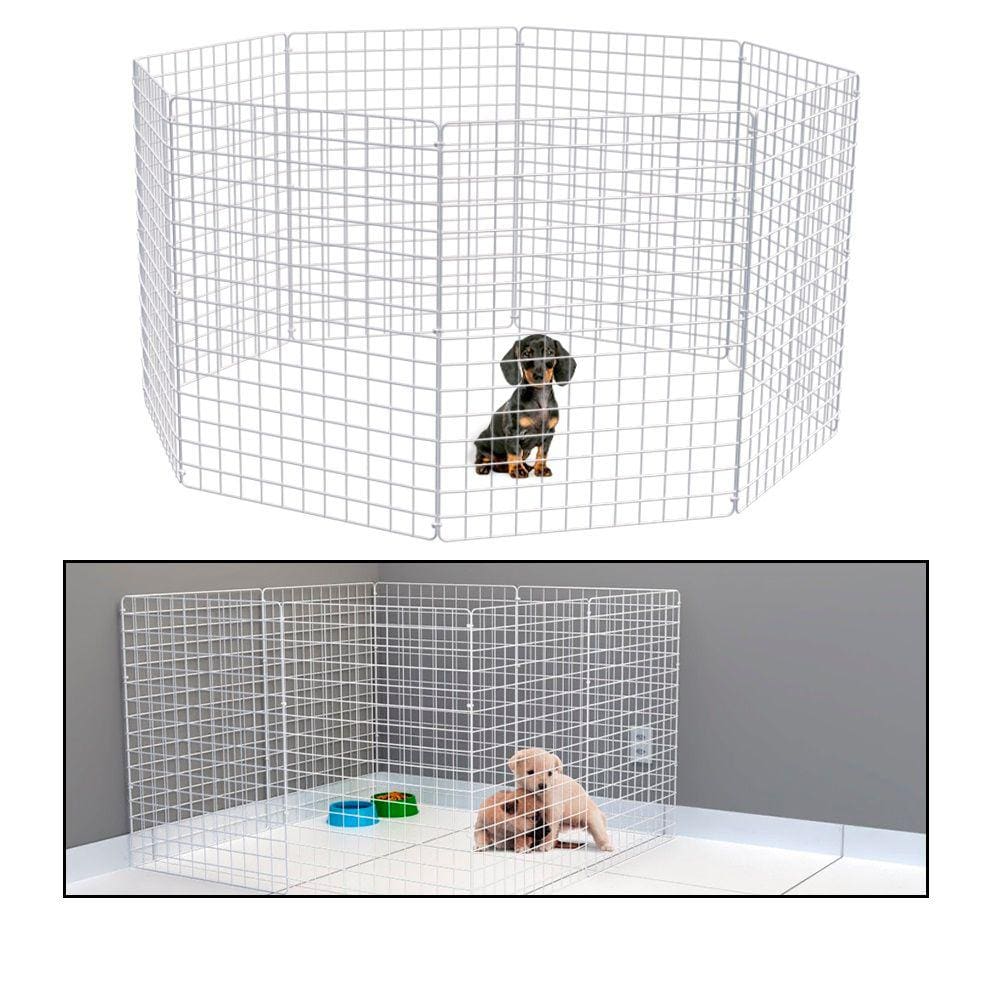 Cercado Móvel para Cachorro Coelho 8 Telas 80cm Altura Cercadinho Pet para Adestrar Filhotes Branco