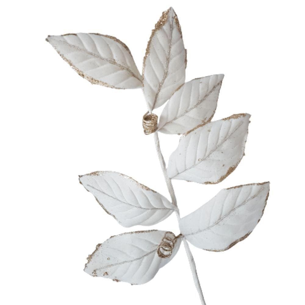 Galho Decorativo Veludo Branco 65cm 65cm