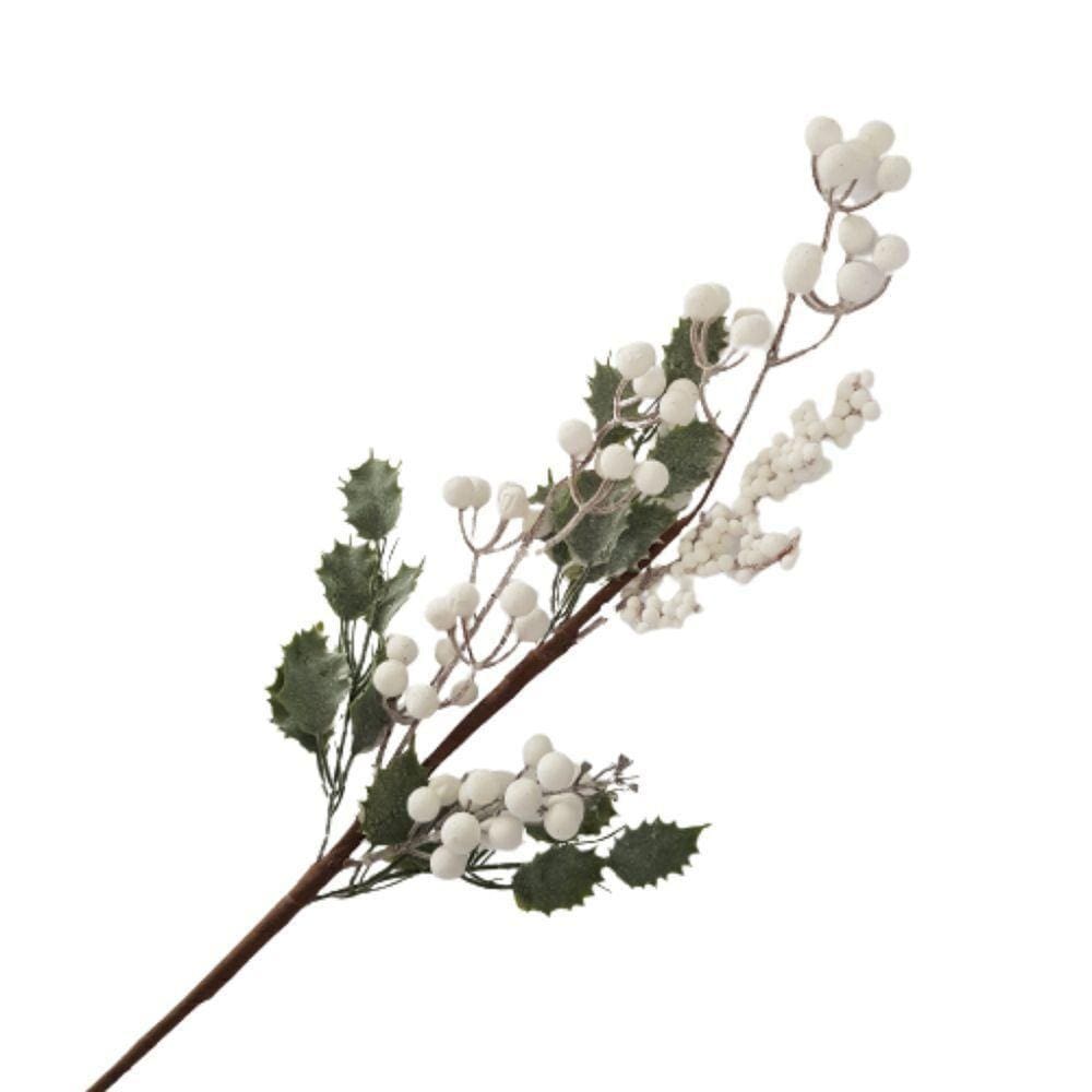 Galho Decorativo Com Frutinhas Brancas 75cm