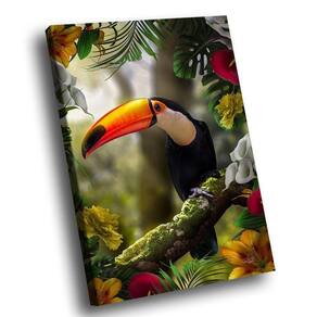 Quadro Tucano Floral Br Artes Pequeno 60x40