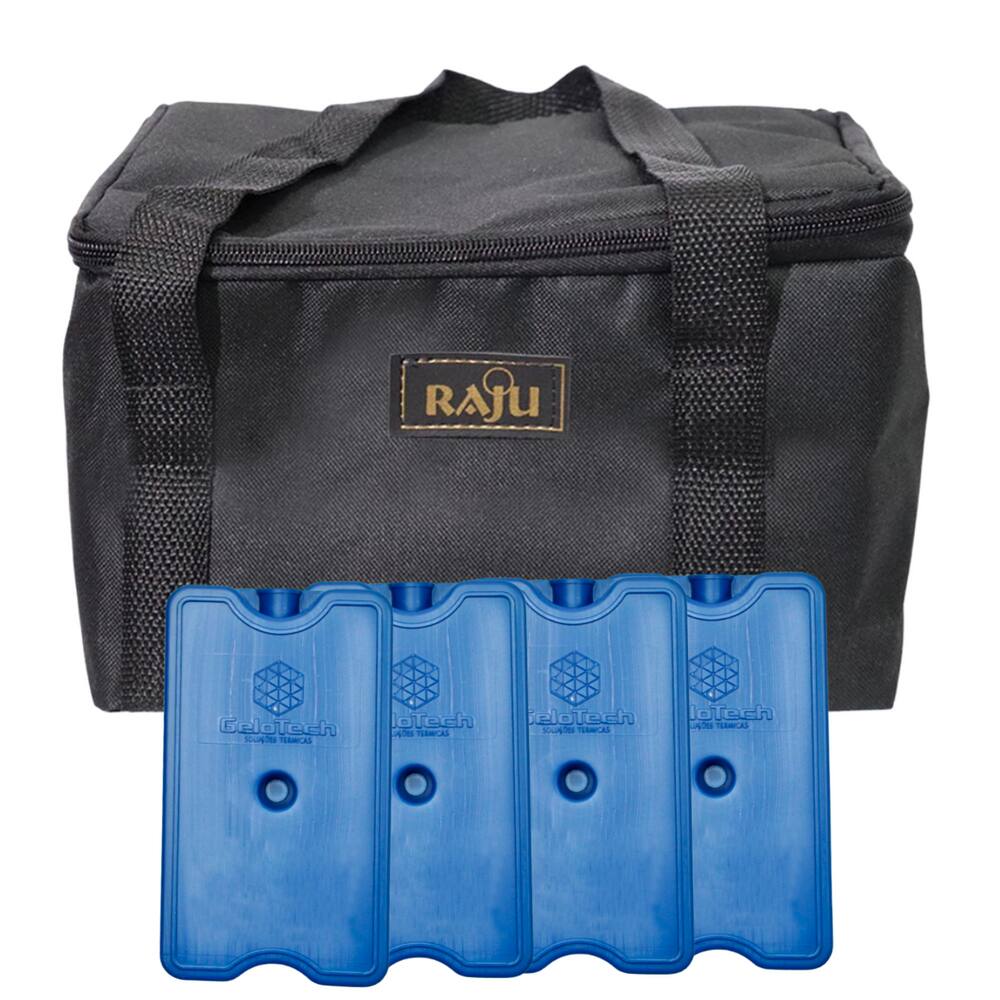 Bolsa Térmica Camping Pesca Praia 40 LITROS PRETA + 4 Gelos Rígidos 500 ml