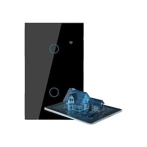 Interruptor Intel 2 Botões Teclado Touch Wifi Alexa - Preto