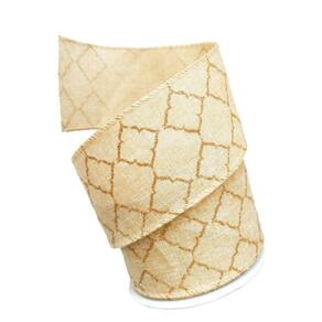 Fita Decorativa Natal Aramada Crua Com Dourado Comp 9.14m