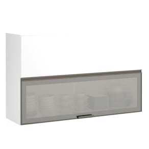 Armário Basculante 120cm 2 Porta Prata Branco Polar