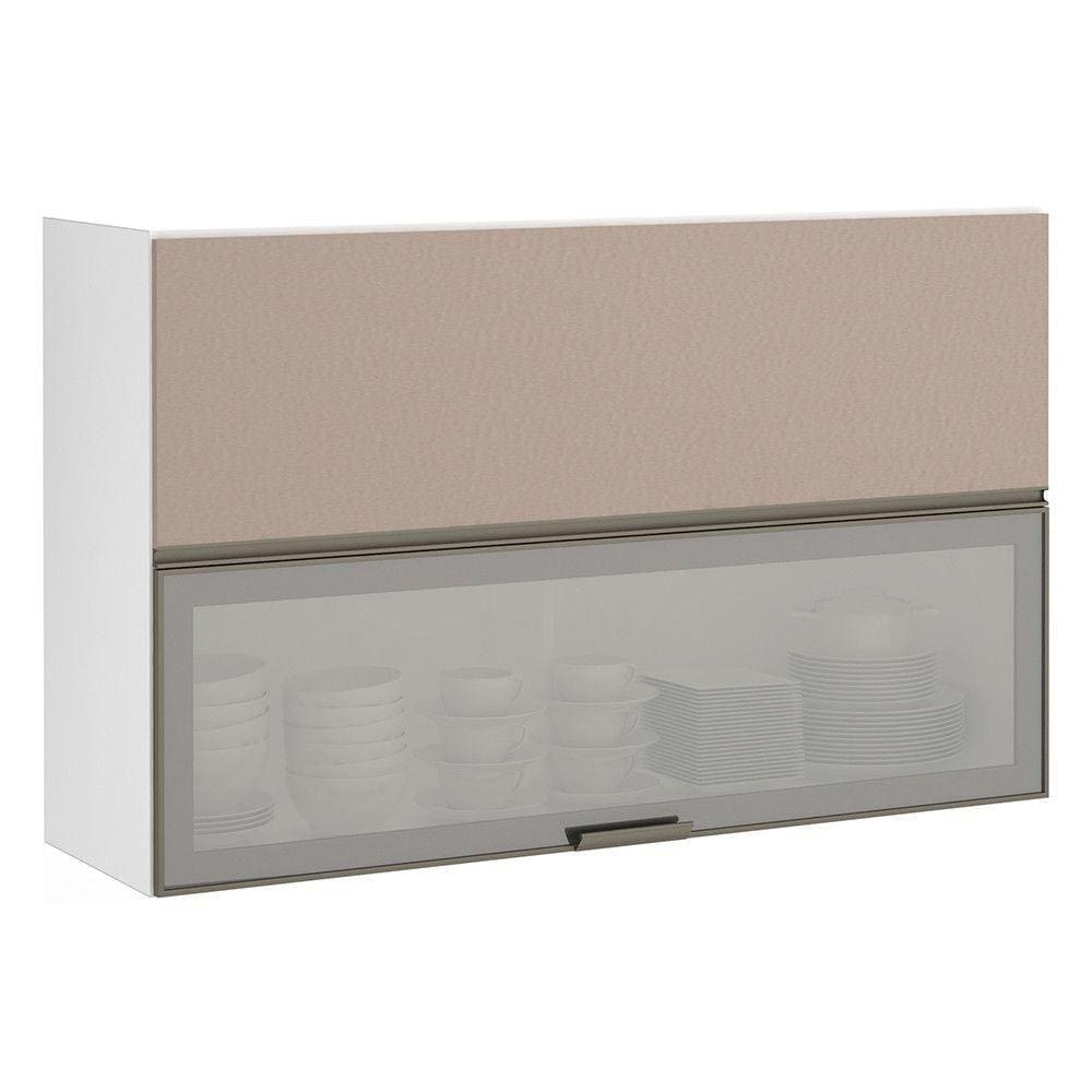Armário Basculante 120cm 2 Porta Prata Branco Polar