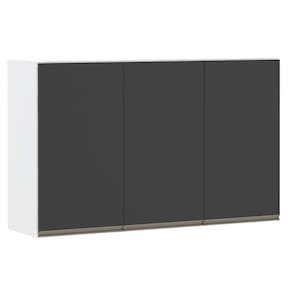Armário Perola 120cm 3 Portas Branco Polar C/Preto Txt
