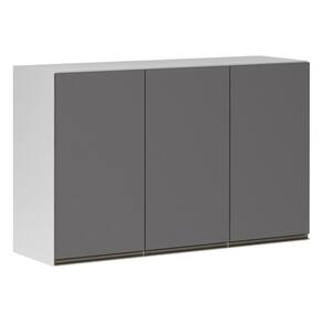 Armário Perola 120cm 3 Portas Branco Polar C/Cinza Puro