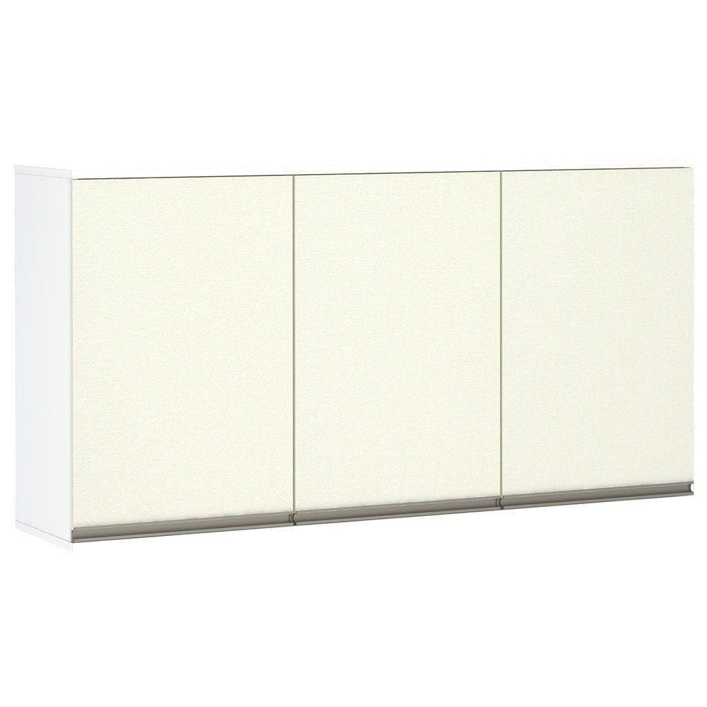 Armário Perola 120cm 3 Portas Branco Polar C/Kashmir