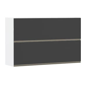 Armário Basculante Duplo 120cm 2 Portas Branco Polar C/Preto