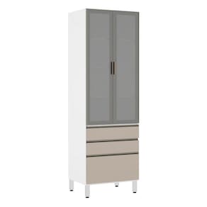 Paneleiro Torre 70Cm Prata Pérola Branco Com Connect