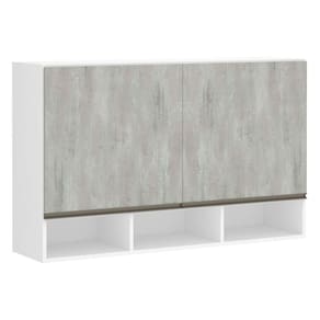 Armário 120cm 2 Portas C/Nicho Branco Polar C/Concreto