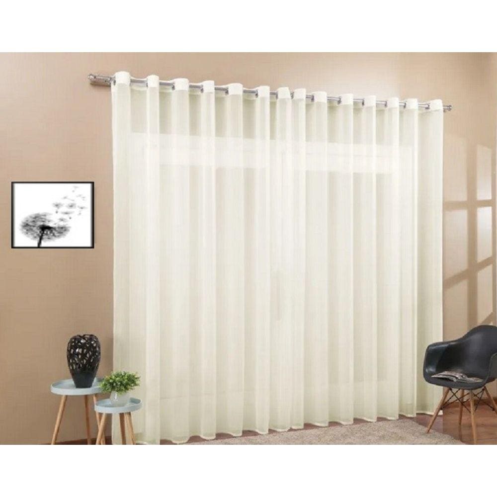 Cortina Voil 6,00x2,80 Ilhós Cromado