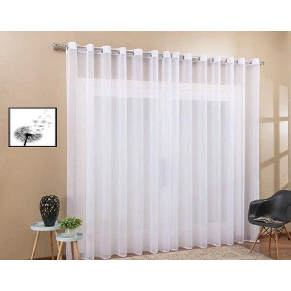 Cortina Voil Quarto ou Sala 6,00x2,80 Ilhós Cromado