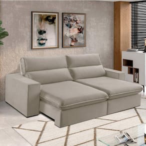 Sofá 2 Lugares 230cm Retrátil e Reclinável Free Veludo Bege