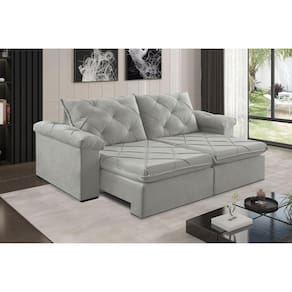 Sofá Retrátil 4 Lugares 302cm Astor 2107 Cinza prateado