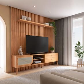 Rack com Painel para TV até 75 Polegadas 1 Porta 2 Gavetas TB323L Freijó