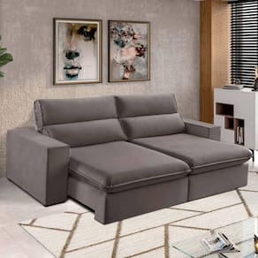 Sofá 2 Lugares 190cm Retrátil e Reclinável Free Veludo Bege Marroml