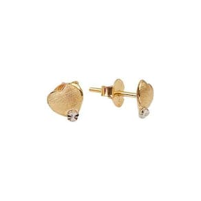 Brinco Coração Pequeno Trabalhado Com Zircônias Em Ouro 18K