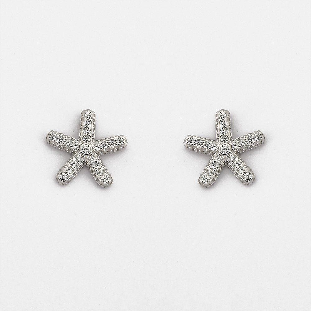 Brinco Estrela Do Mar Prata 925 Cravejados Com Zircônias