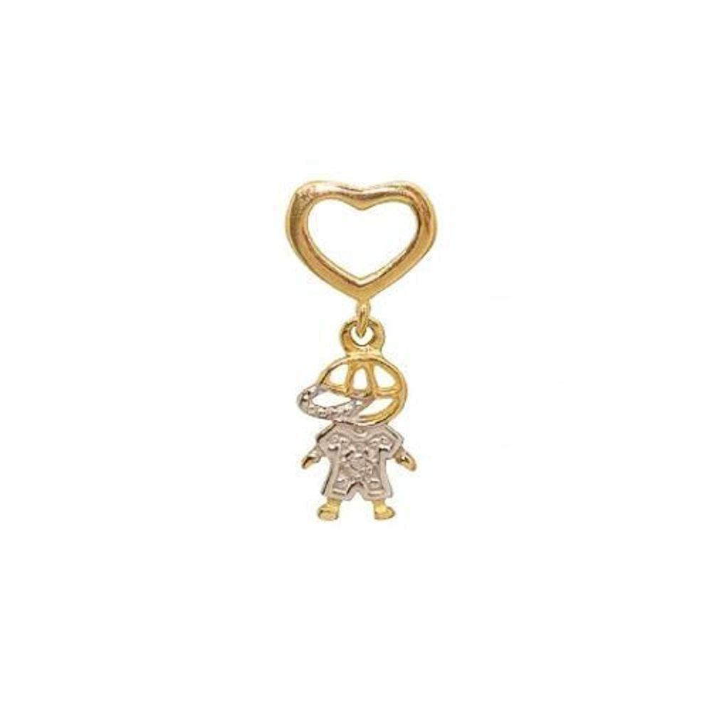 Pingente Menino Com Coração Em Ouro 18K