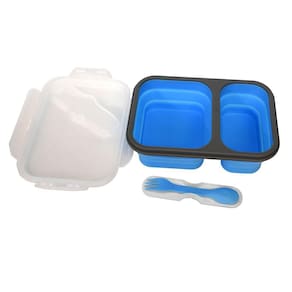 Marmita Retrátil de Silicone c/ Divisória 3 em 1 Azul-Quanhe