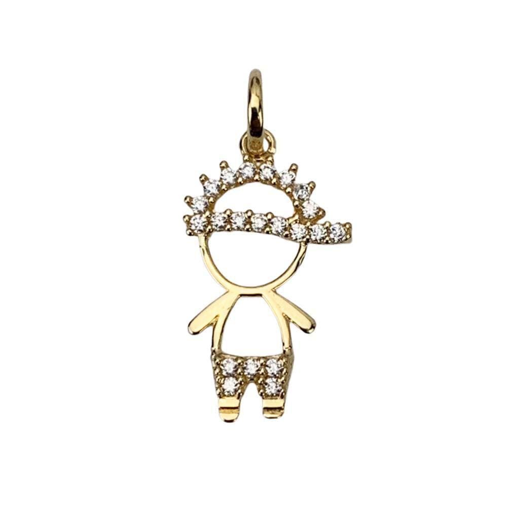 Pingente Menino Com Zircônia Em Ouro 18K